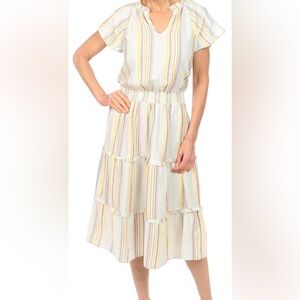 casa cabana Leni Striped Linen Dress In Skyride Multi size XS/ XL